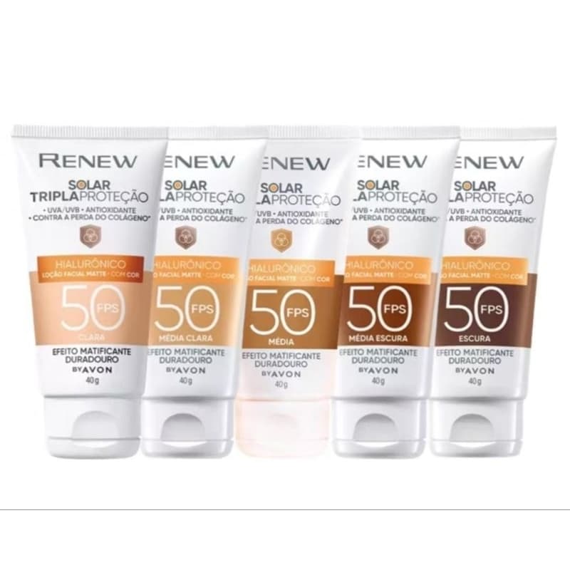 Protetor Solar Facial Renew Solar com Cor FPS50  Avon