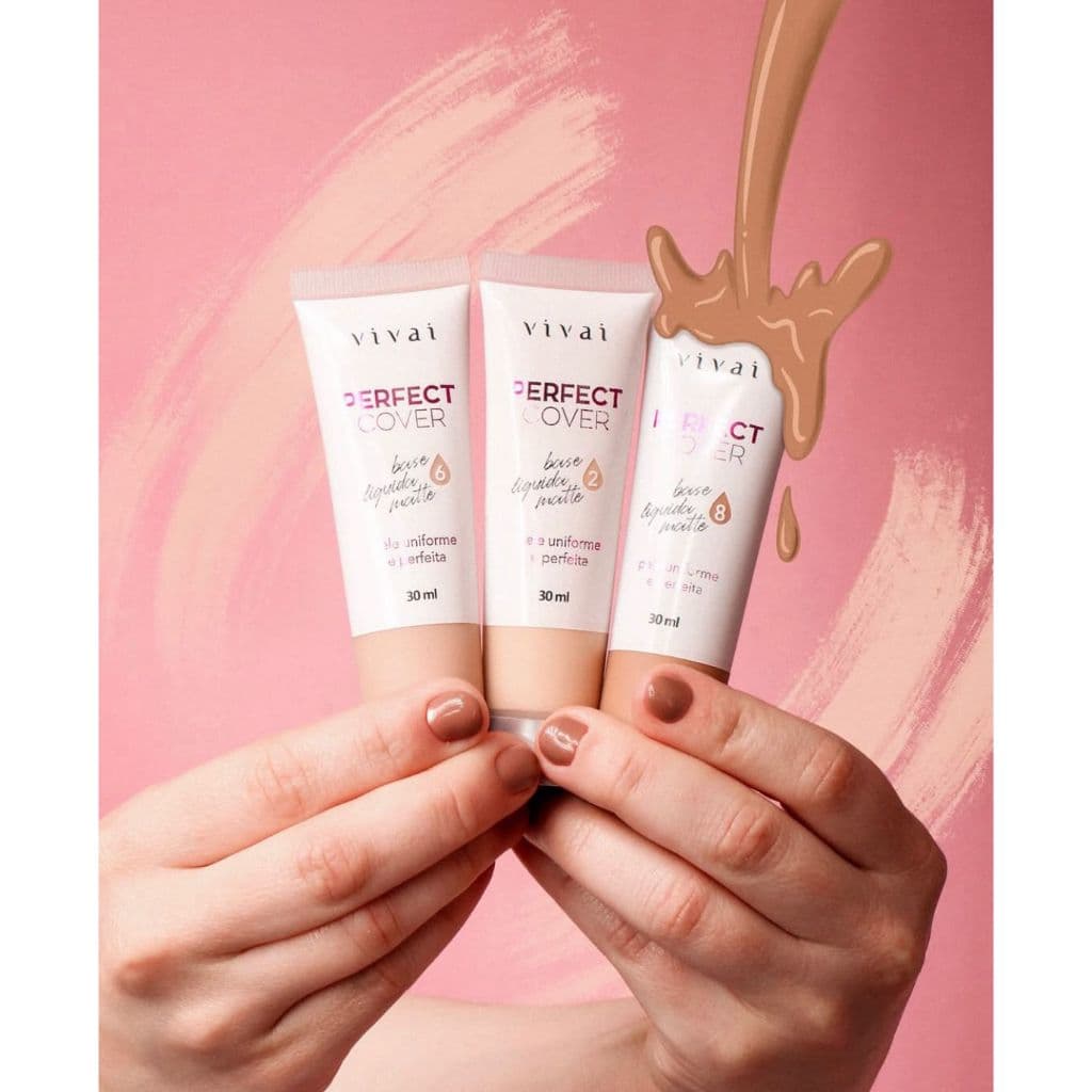 Base liquida Matte Perfect Cover Vivai, pele uniforme e perfeita Perfect Cover Vivai
