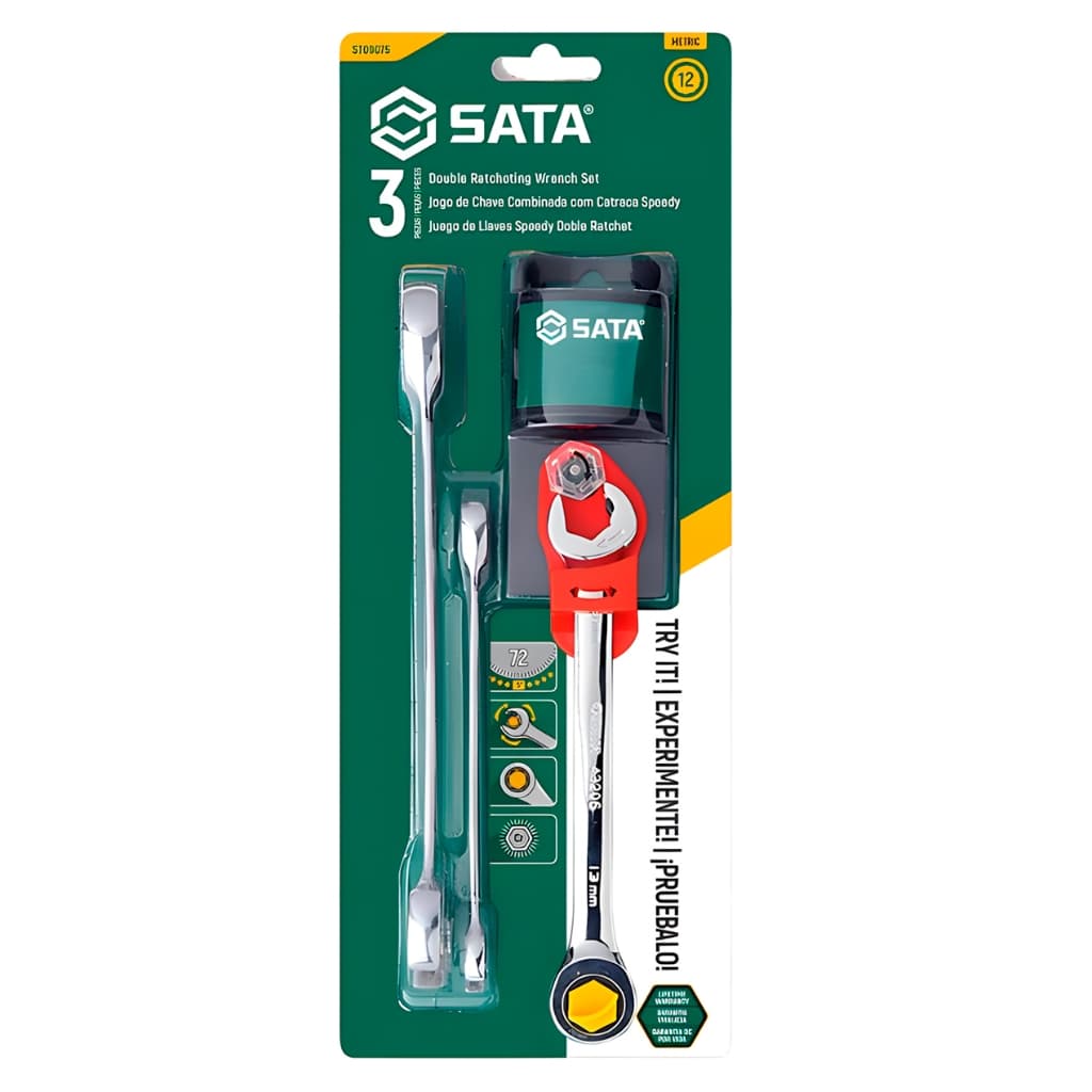 Jogo De Chave Combina Com Catraca 3 Peças 10 13 17 Sata