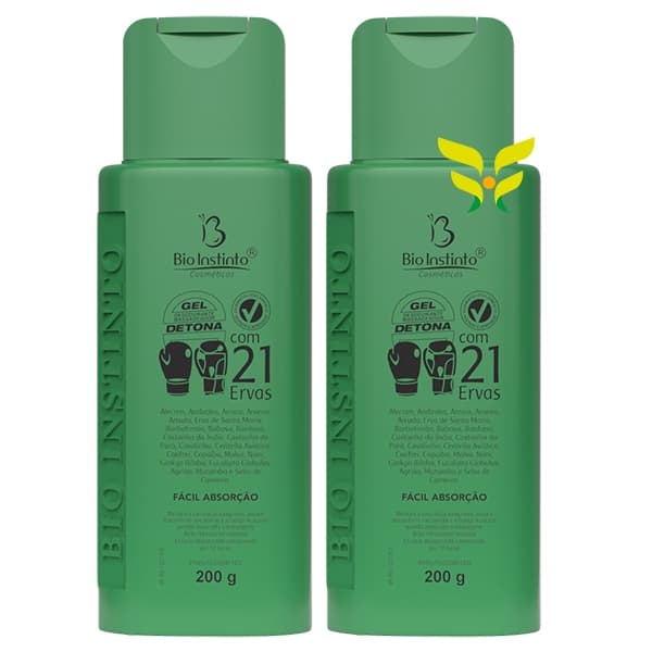 Kit 2 Unidades Gel Massageador DETONA 21 ERVAS 200g BIO INSTINTO