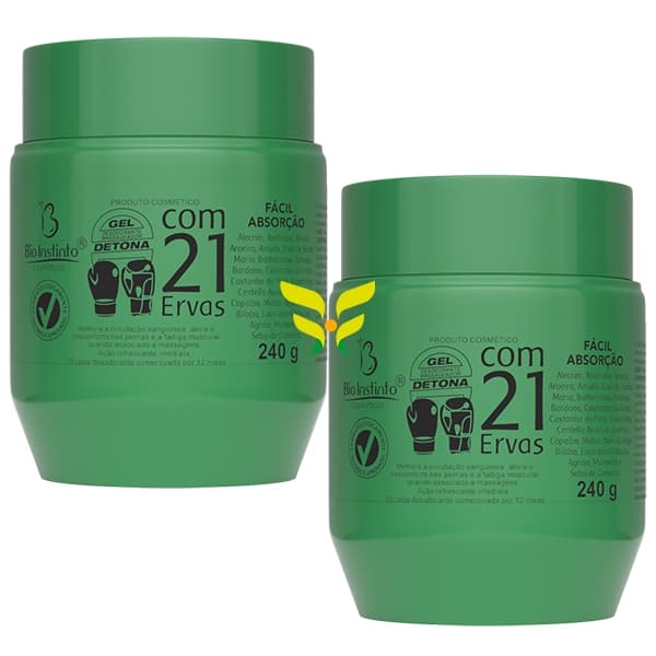 Kit 2 Unidades Gel Massageador DETONA 21 ERVAS 240g BIO INSTINTO
