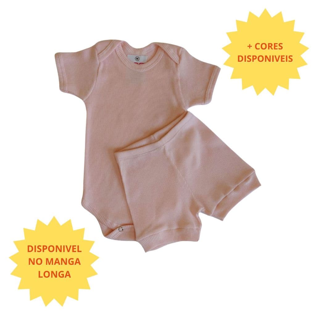 Conjunto Body Short Calça Tapa Fralda Bebê Liso Menino Menina Manga Curta Longa Antialérgico Malha Algodão MXC BRASIL