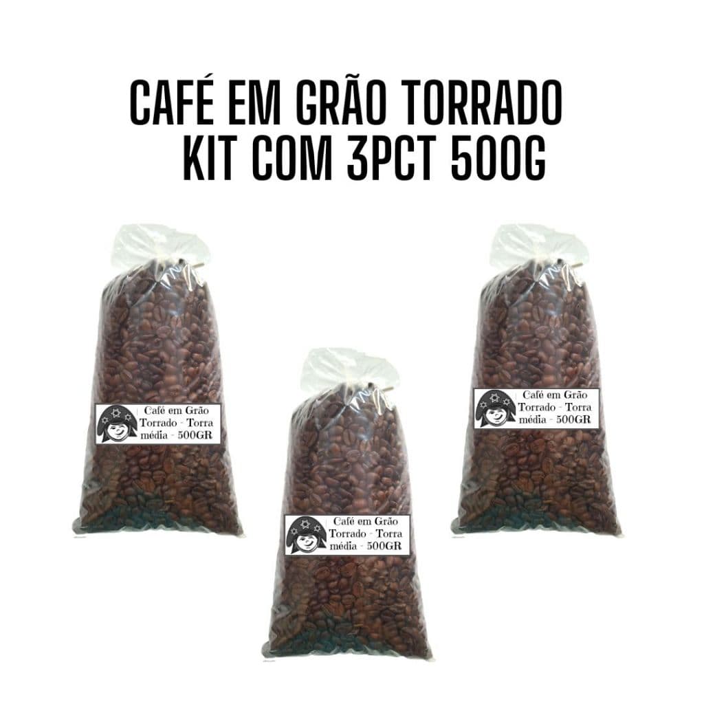 Café em Grão Torrado - Torra média kit 3 pct 500g