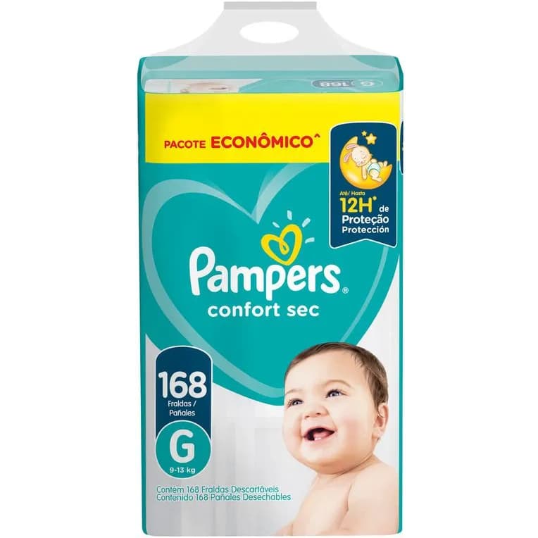 Fralda Pampers Confort Sec Tamanho G 168 unidades