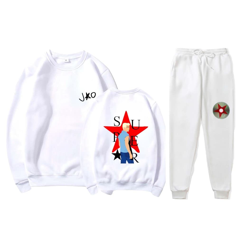 Conjunto Moletom branca do cantor Jão Super, Pirata, Jão Anti-Herói, Star