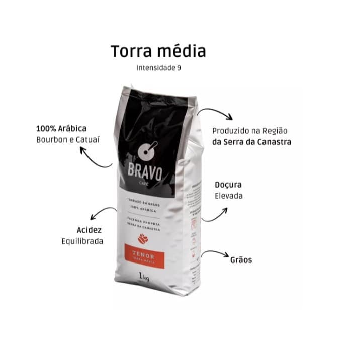 Café Torrado Em Grãos Bravo Café Gourmet Pacote 1kg