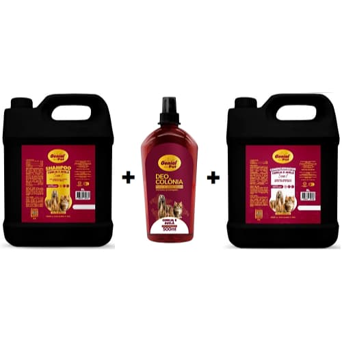 Shampoo Banho e Tosa + Condicionador Cereja e Avelã 5l + Colônia 500ml para Cães e Gatos Genial Pet