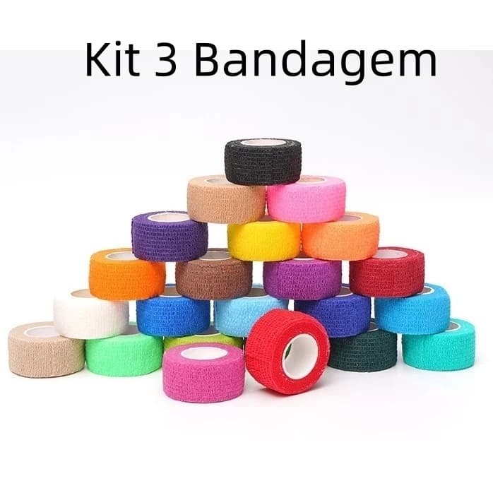 Kit 3 Bandagem Elástica Ataduras de Poliéster de alta qualidade para tatuagem e micro pigmentação