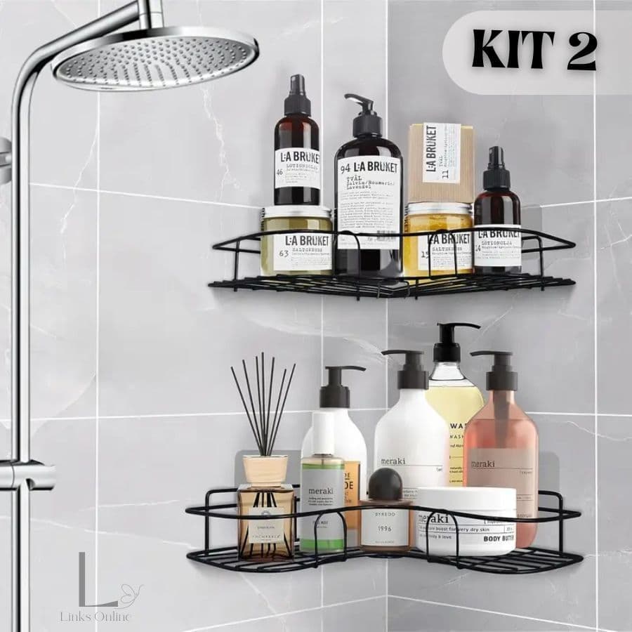 Kit 2 Porta Shampoo Sabonete Suporte De Canto Parede Banheiro Box Prateleira