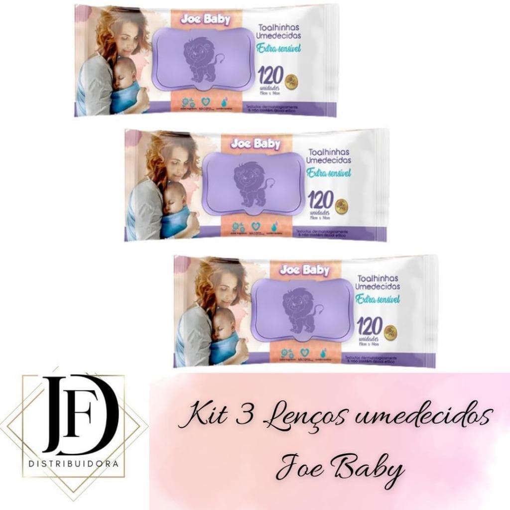 cx 320  com 03 pacotes Toalhas Umedecidas Joe Baby 120un (com Tampa)