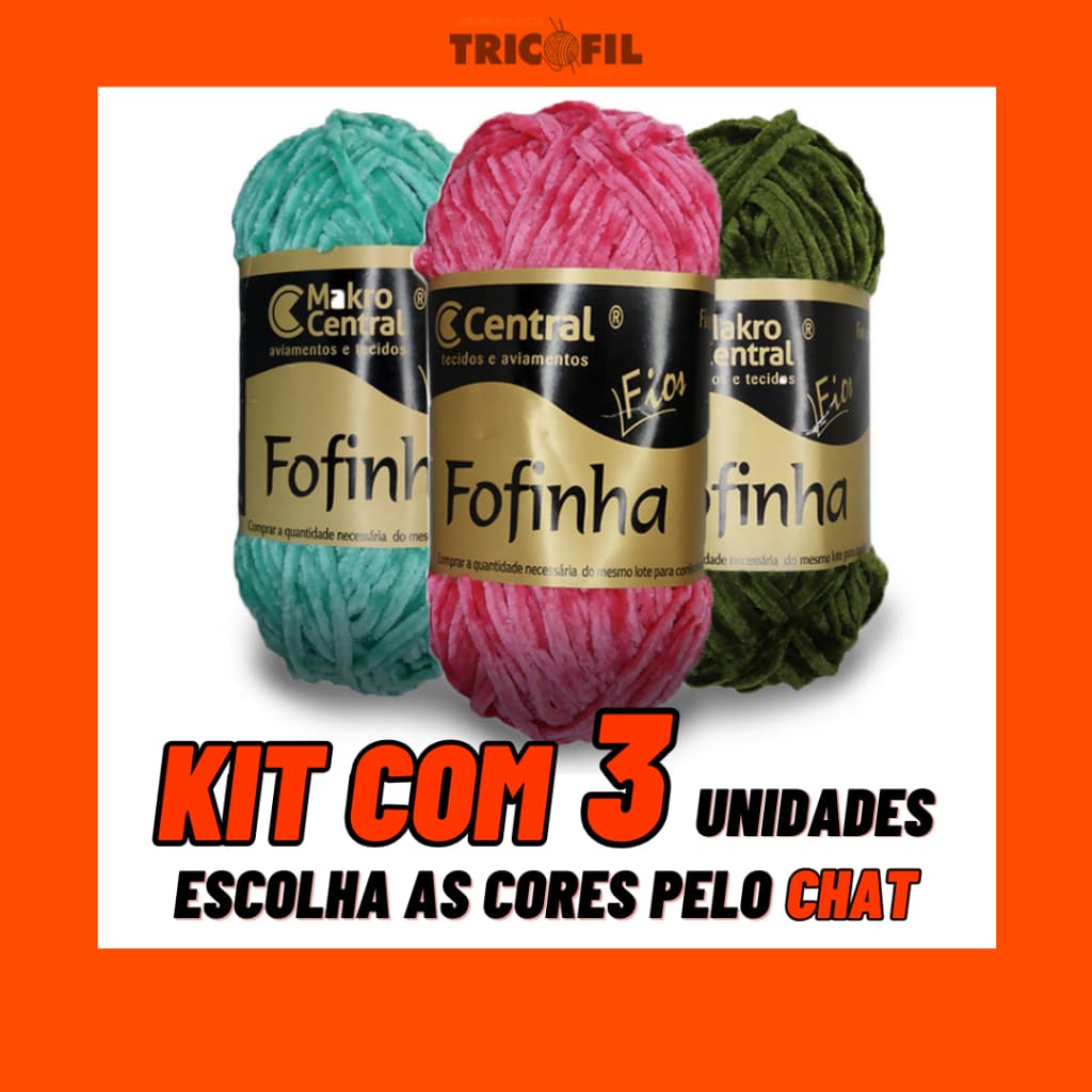 Kit c/3 Lã Fio Fofinha Central - 100g | Crochê, Tricô e Amigurumi