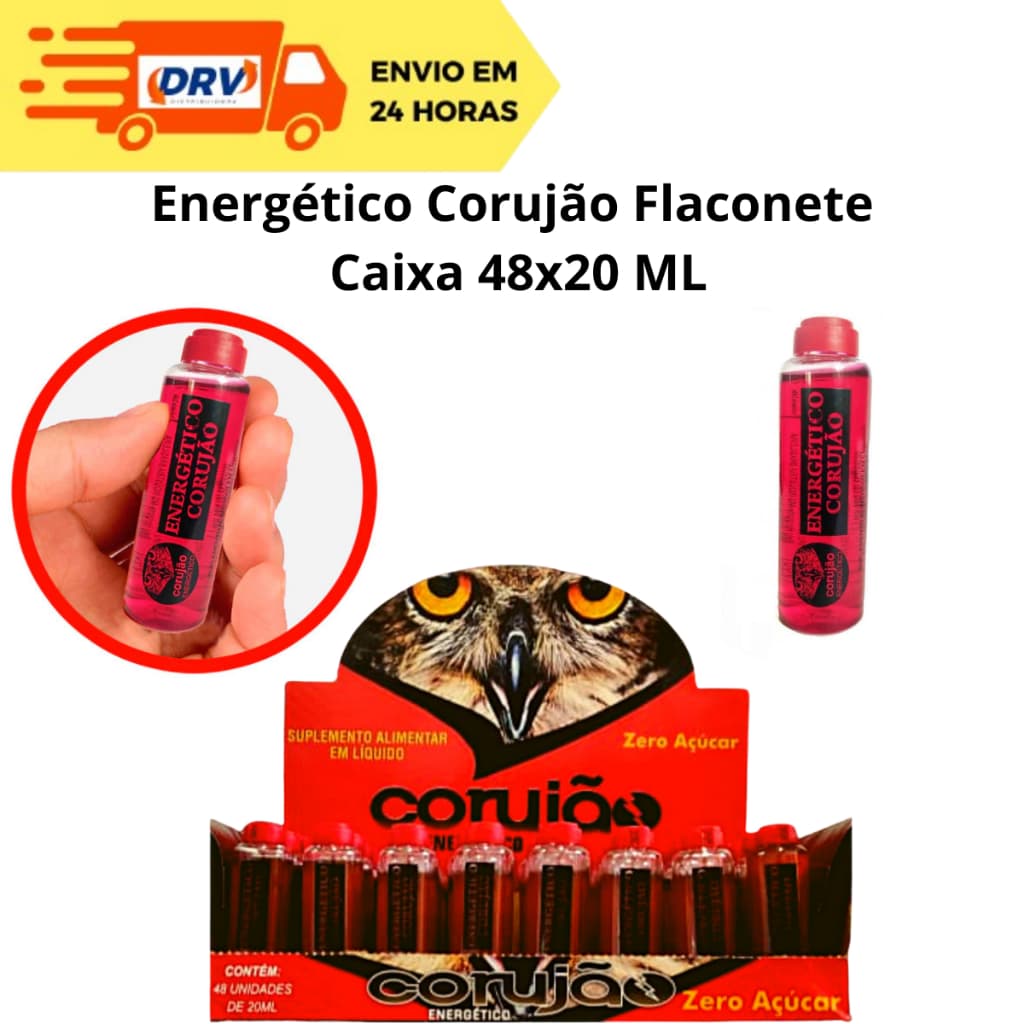 Energético Corujão 48 x 20 ML  - Energético Corujão - Energético Sem Açucar - Display Energético