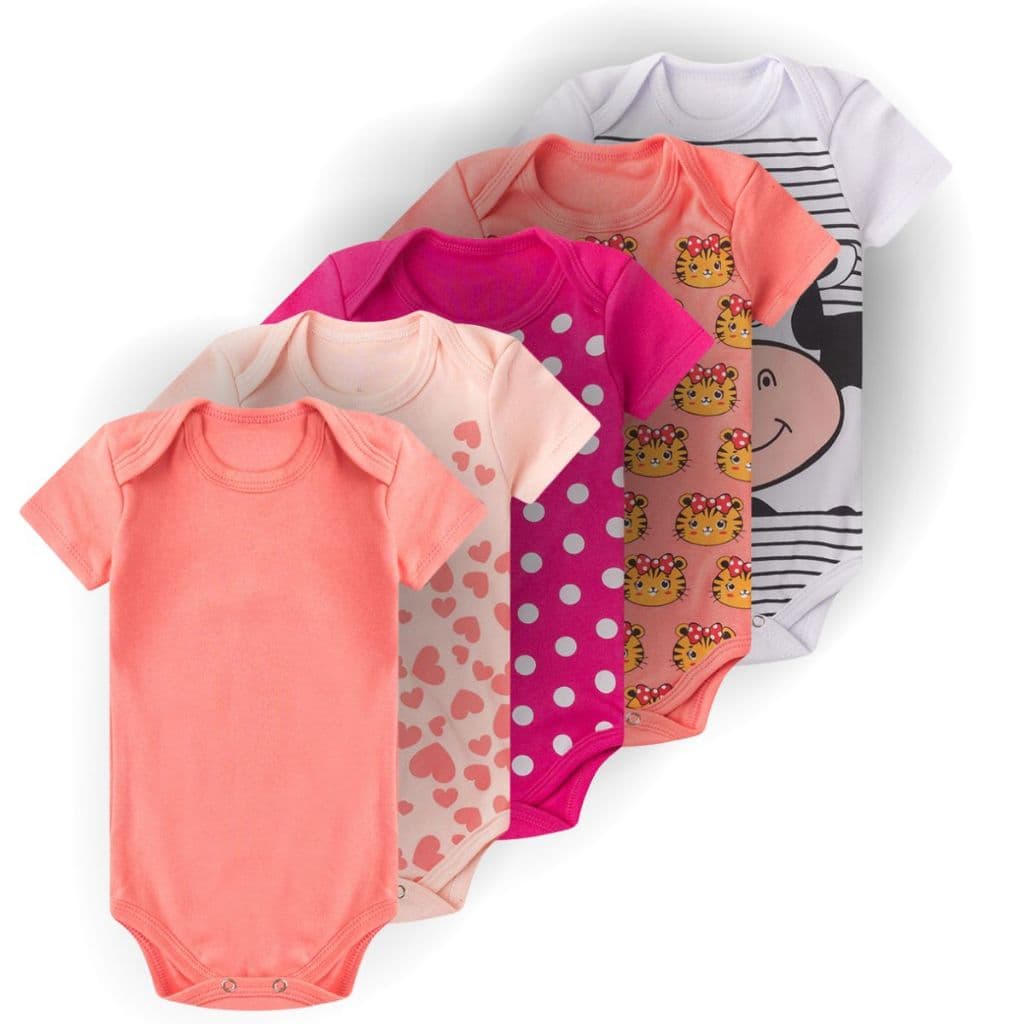 Kit 4 Body Manga Curta Roupa de Bebê Estampadas Menino Menina