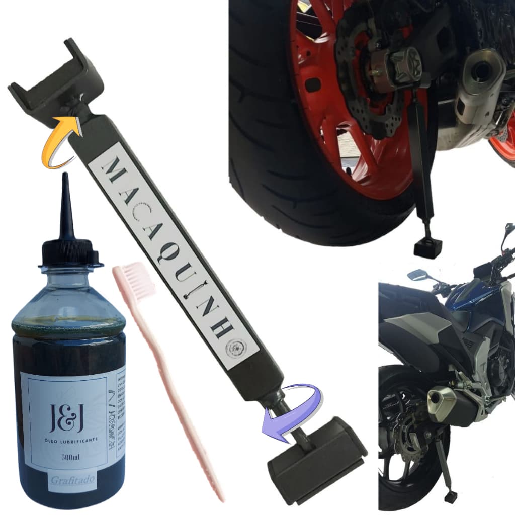 Cavalete Moto Universal/Cavalete Portátil/Macaco Regulável/Óleo Grafitado Corrente/Lubrificação Moto