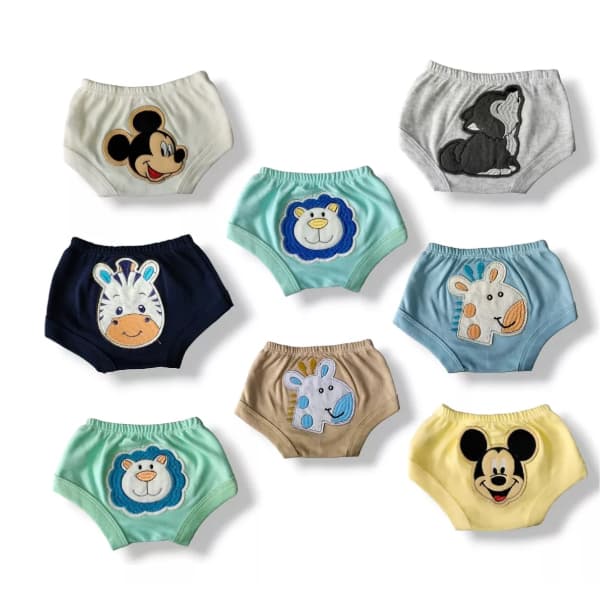 Kit 8 Pçs Short Tapa Fralda P/ Bebê Algodão Safari Desfralde