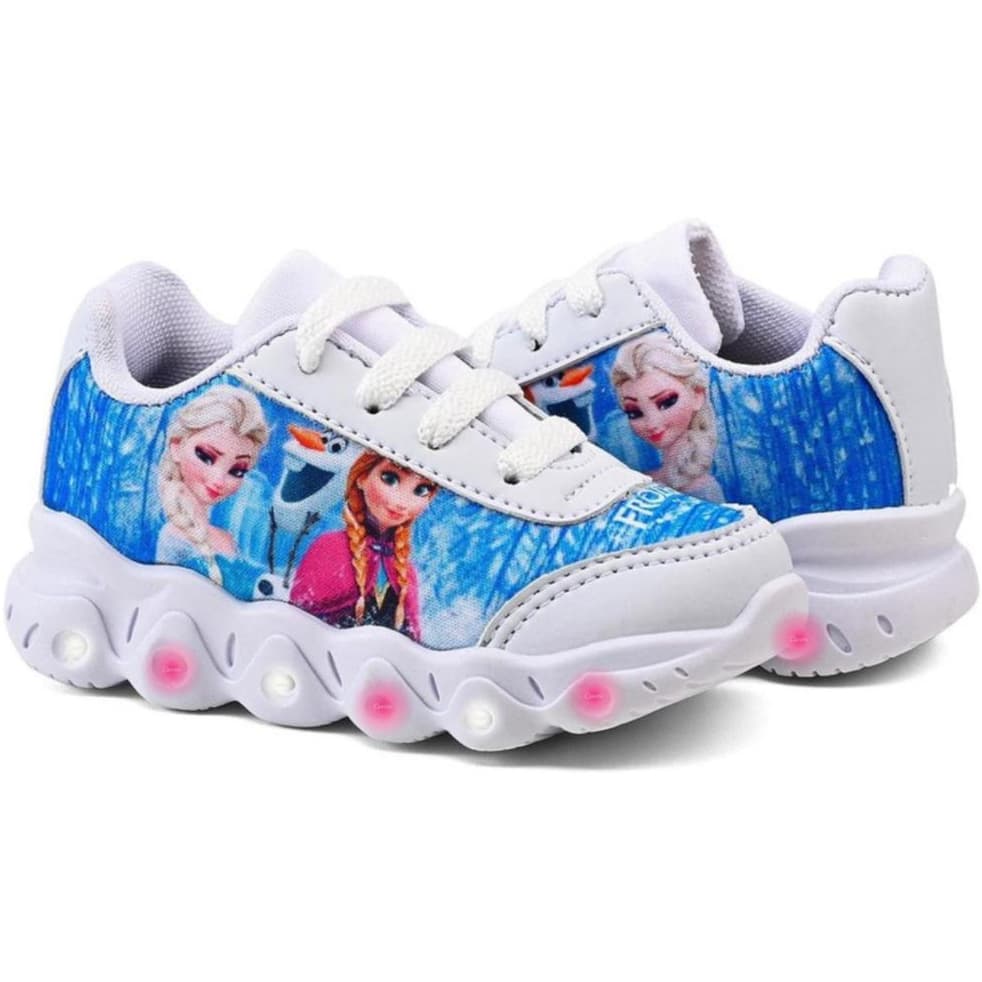 Tênis Infantil Frozen Com Led Pisou Piscou Confortável Lançamento