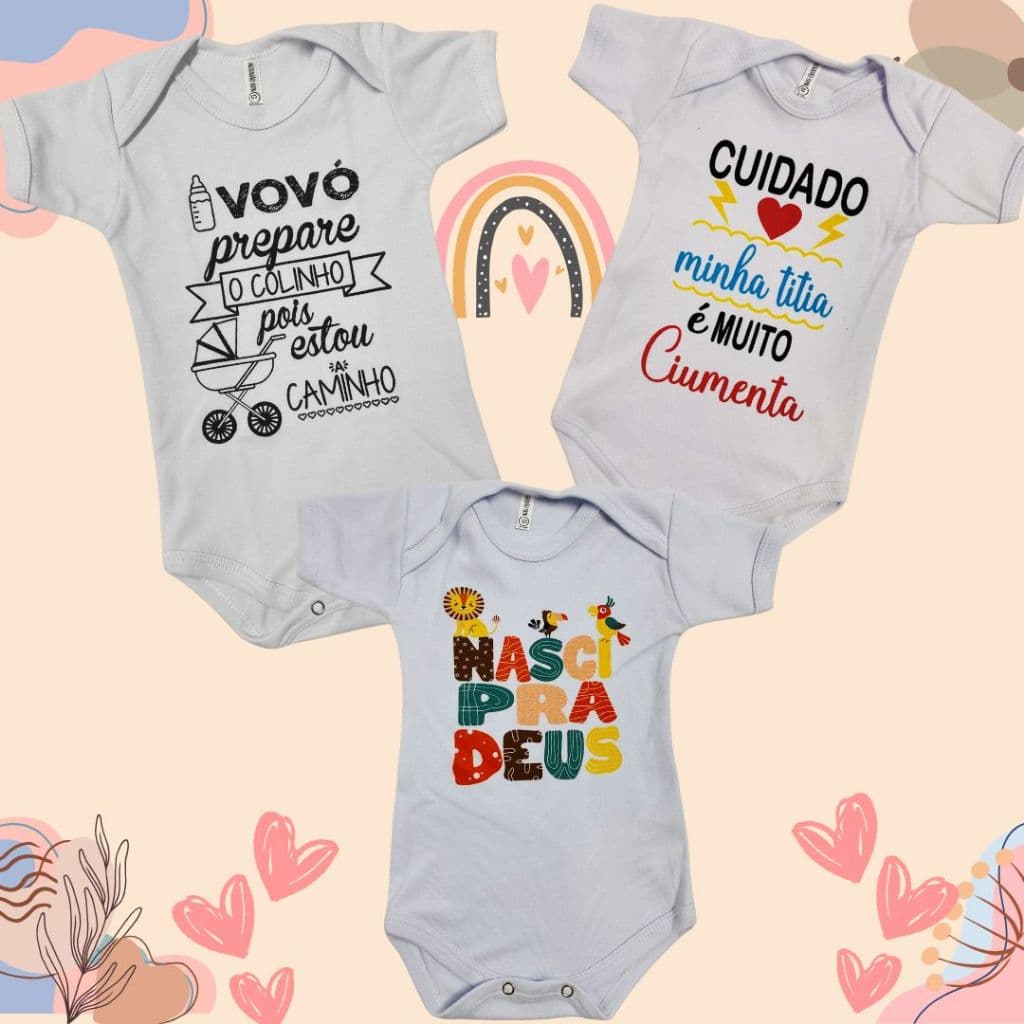 BODY BEBE UNISSEX 100% ALGODAO FRASES TEMATICAS MESVERSARIO  MENINA E  MENINO VOVO DINDA SURPRESA BEBE