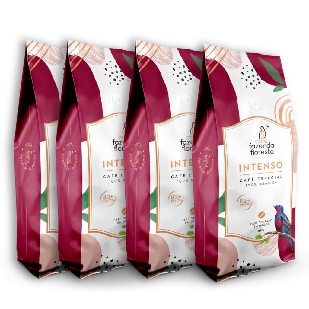 Kit Café Fazenda Floresta Especial Intenso em grãos 4 pacote de 250g