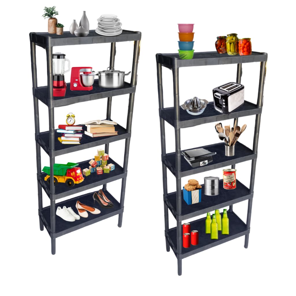 KIT 2 Estante com Prateleira Organizadora de Plástico Modular Multiuso para Cozinha e Quarto