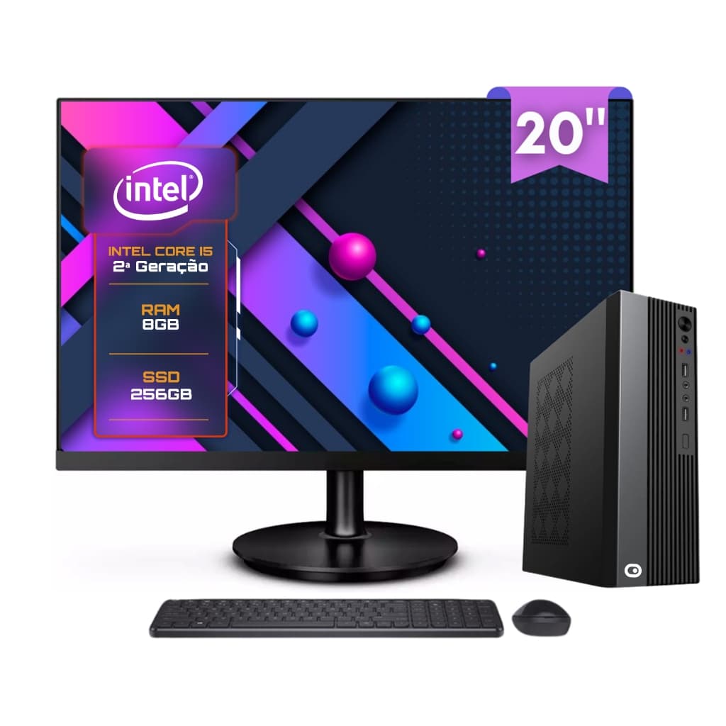 Computador Completo 2Eletro Slim Intel Core i5, 8GB RAM,256GB, Bivolt, Monitor 20" LED - CD2E-0110SL
