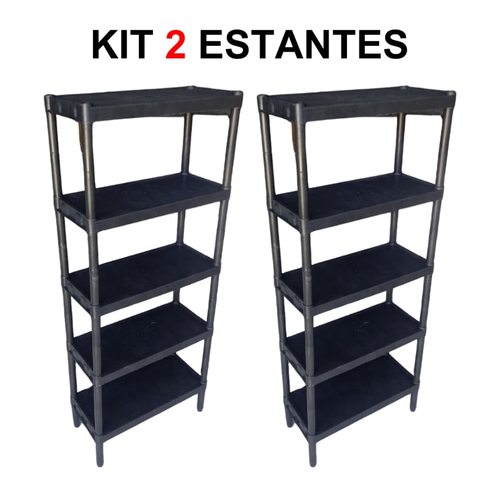 KIT 2 Estante Prateleira Organizadora de Plástico Modular Multiuso para Cozinha e Quarto