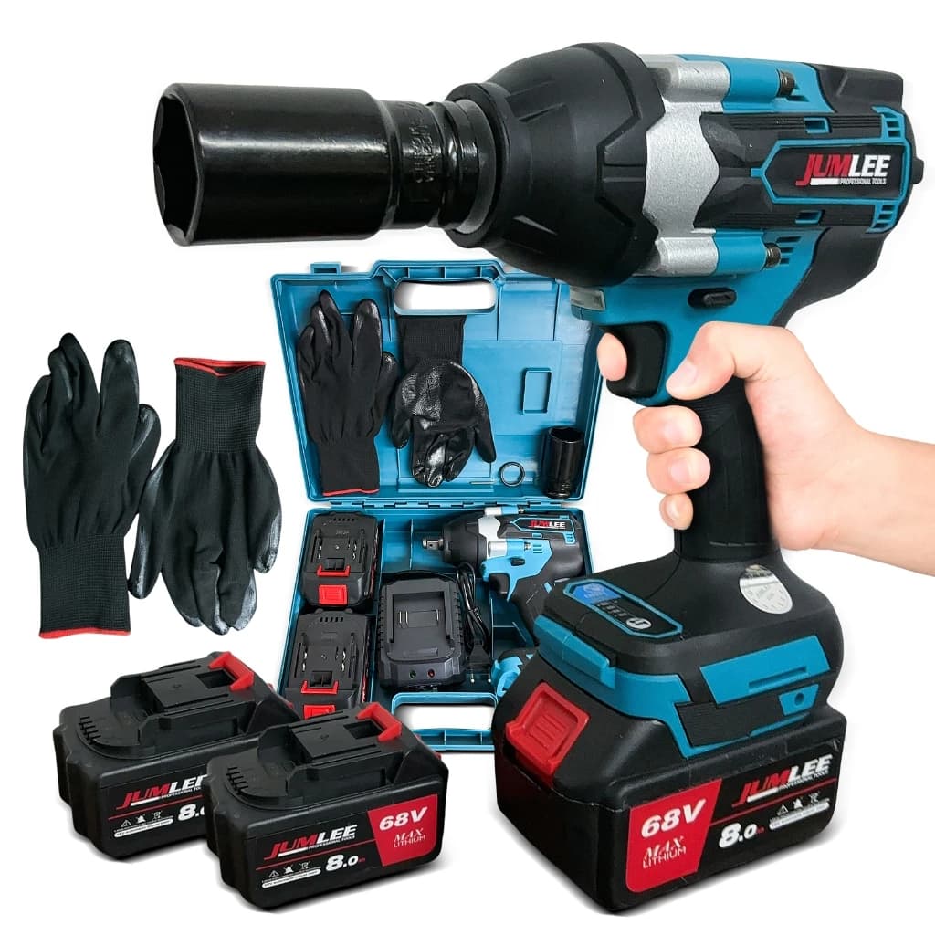 Parafusadeira E Furadeira De Impacto Solta Pneus Camiao 68v Brushless 850N.m + Luvas de protecção + 32MM sleeve