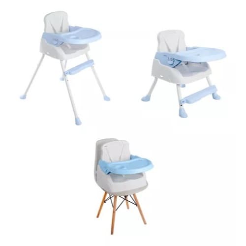 Cadeira de Alimentação Bebê 3 em 1 Portátil Ajustável Cadeirão Styll Baby Azul