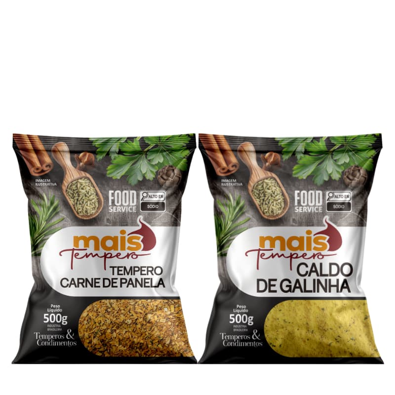 Kit 2 Tempero 1kg Caldo De Carne + 1kg Caldo De Galinha Em Pó Linha Premium - O MELHOR TEMPERO PARA A SUA COZINHA