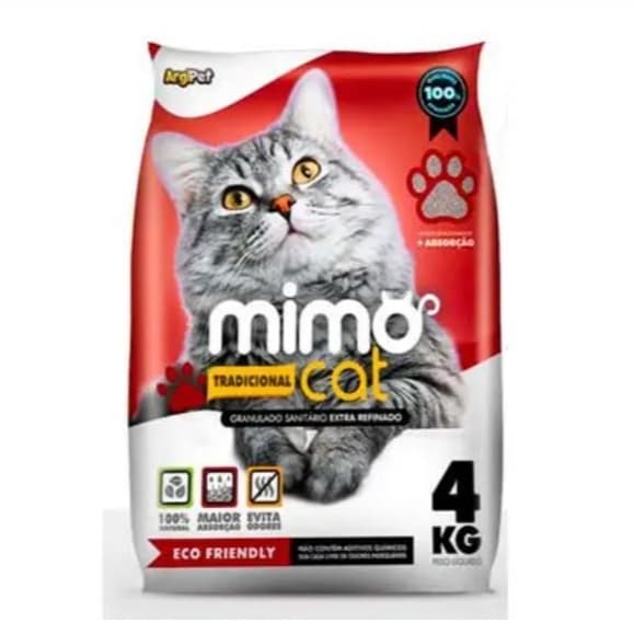 Kit 1-5 Pacotes Areia Sanitária Higiênica Argila Natural para Gatos Grãos Médios Tradicional 4 kg Mimo Cat