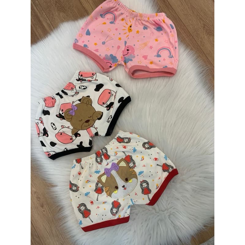 Kit 3 Tapa Fralda. Calcinha De Shortinho Feminino Algodão Infantilb