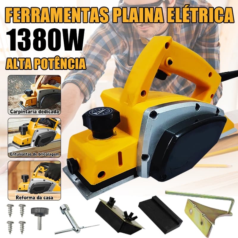 Plaina Elétrica  Industrial 1380W Profissional Para Madeira  110V E 220V