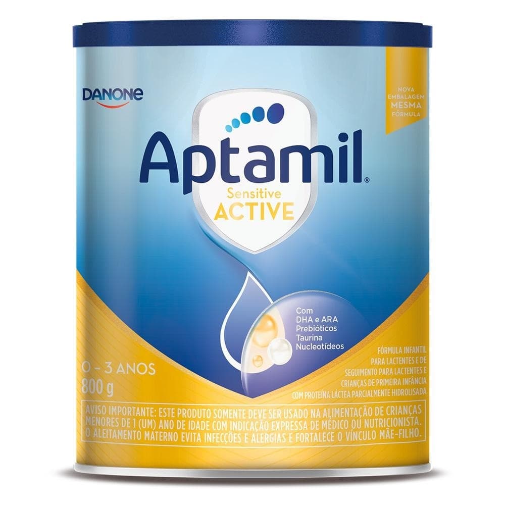 Fórmula Infantil Aptamil Sensitive Active Danone 0 a 36 meses 800g