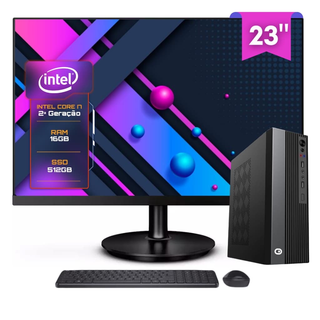 Computador Completo 2Eletro Slim Intel Core i7, 16GB, 256GB, Bivolt, 23" Full HD - CD2E-0134SL