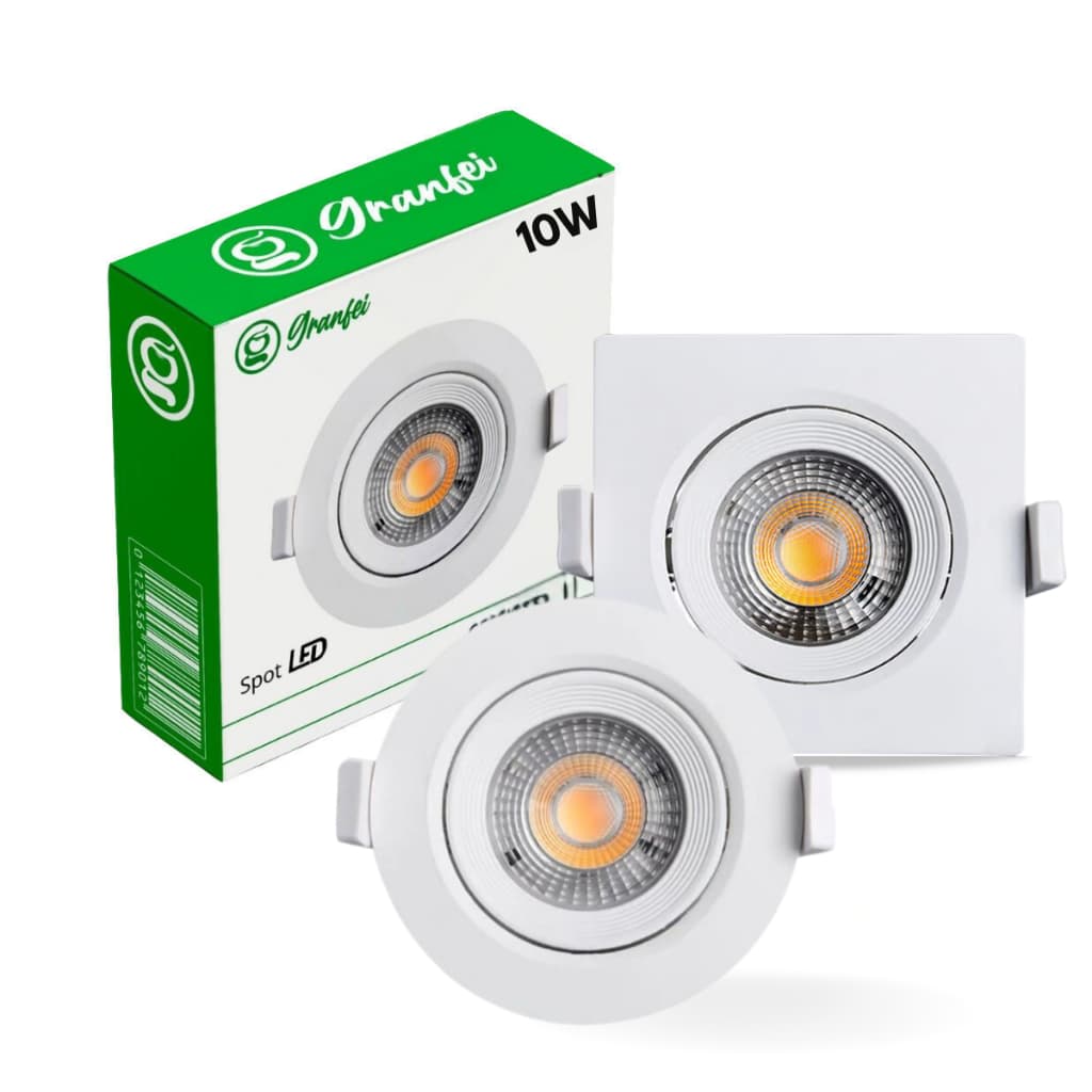 KIT3、5 Luminária Spot Led 10w Embutir Direcionável Bivolt Branco Frio 6500K Quente 3000K 4000K UNIFY