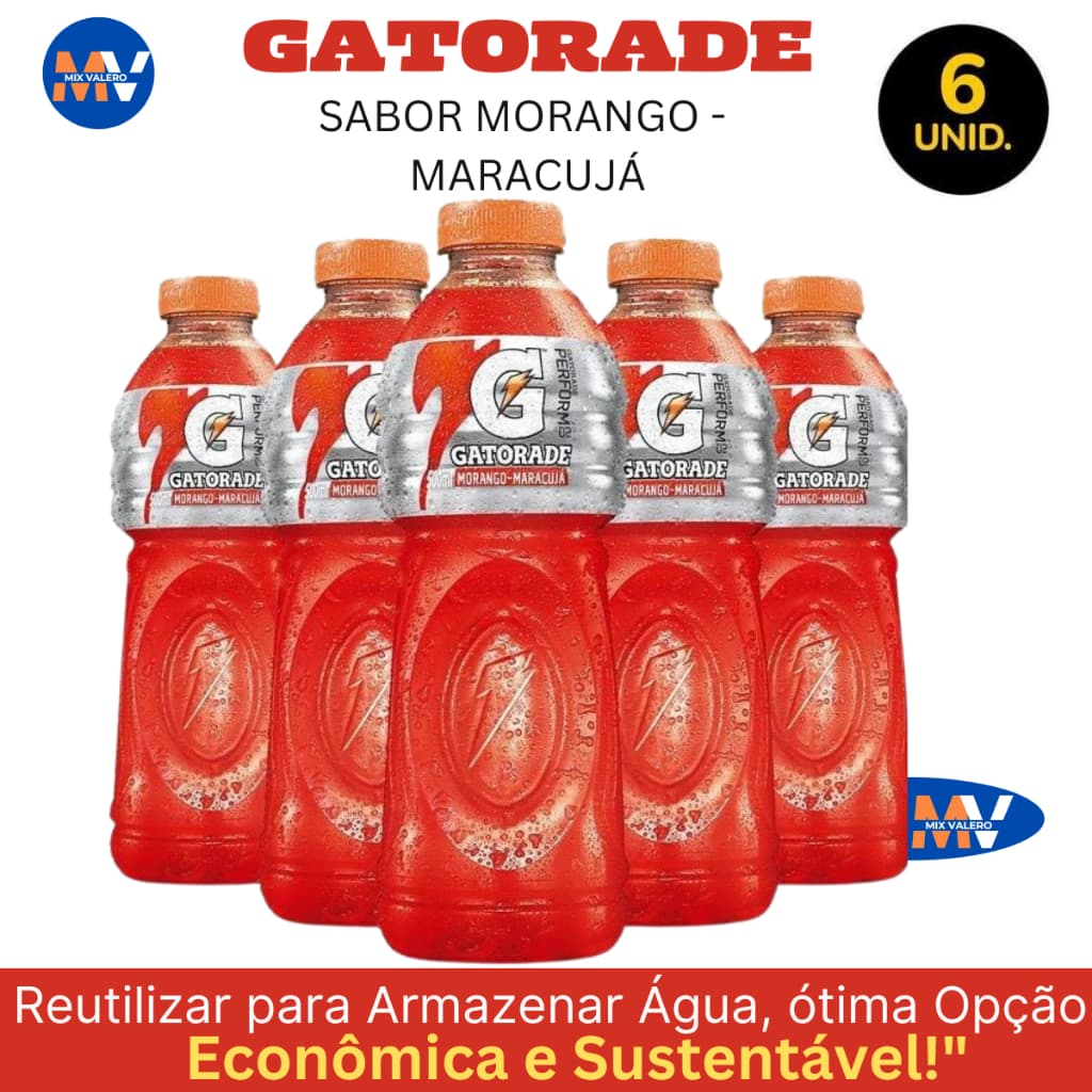Gatorade Morango e Maracujá Isotônico Energético 500ml Fardo 6un Energize-se Com Promoção