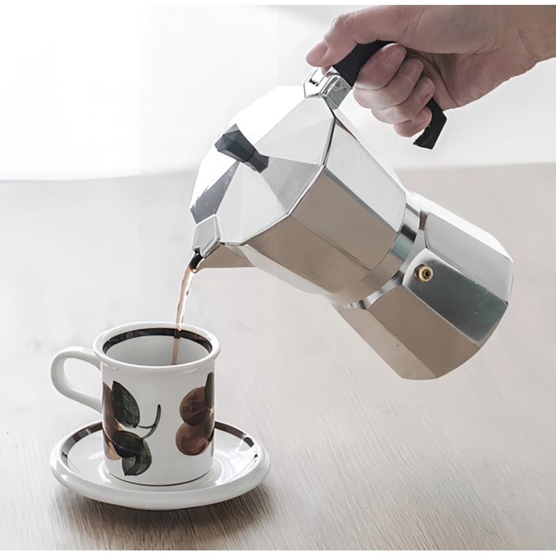 Cafeteira Italiana de Alumínio Café Puro Expresso 6 Xícaras Moka Express Aço Inox Cafeteira Rápida