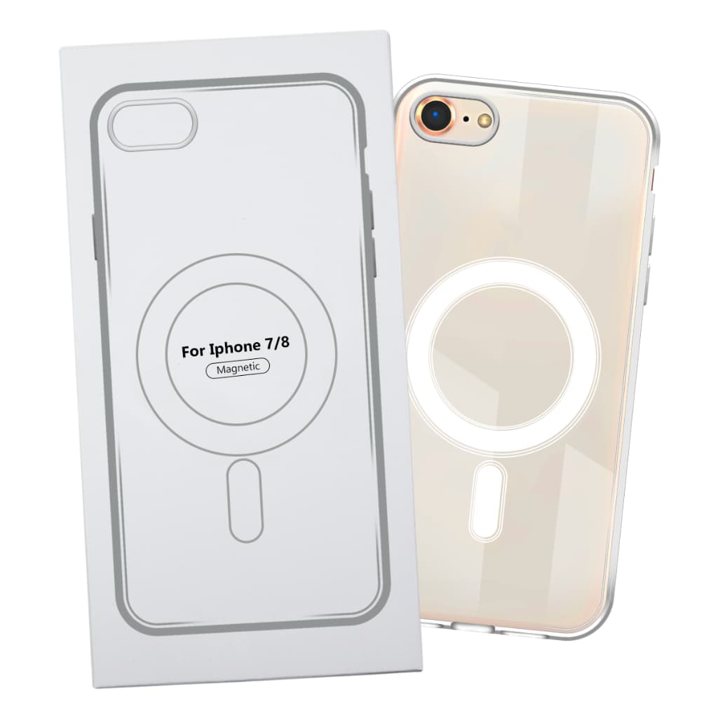 Capa Capinha Transparente Magsafe Magnética Anti Impacto TPU PC Case Para IPhone 7 8 SE tela 4.7 pol.
