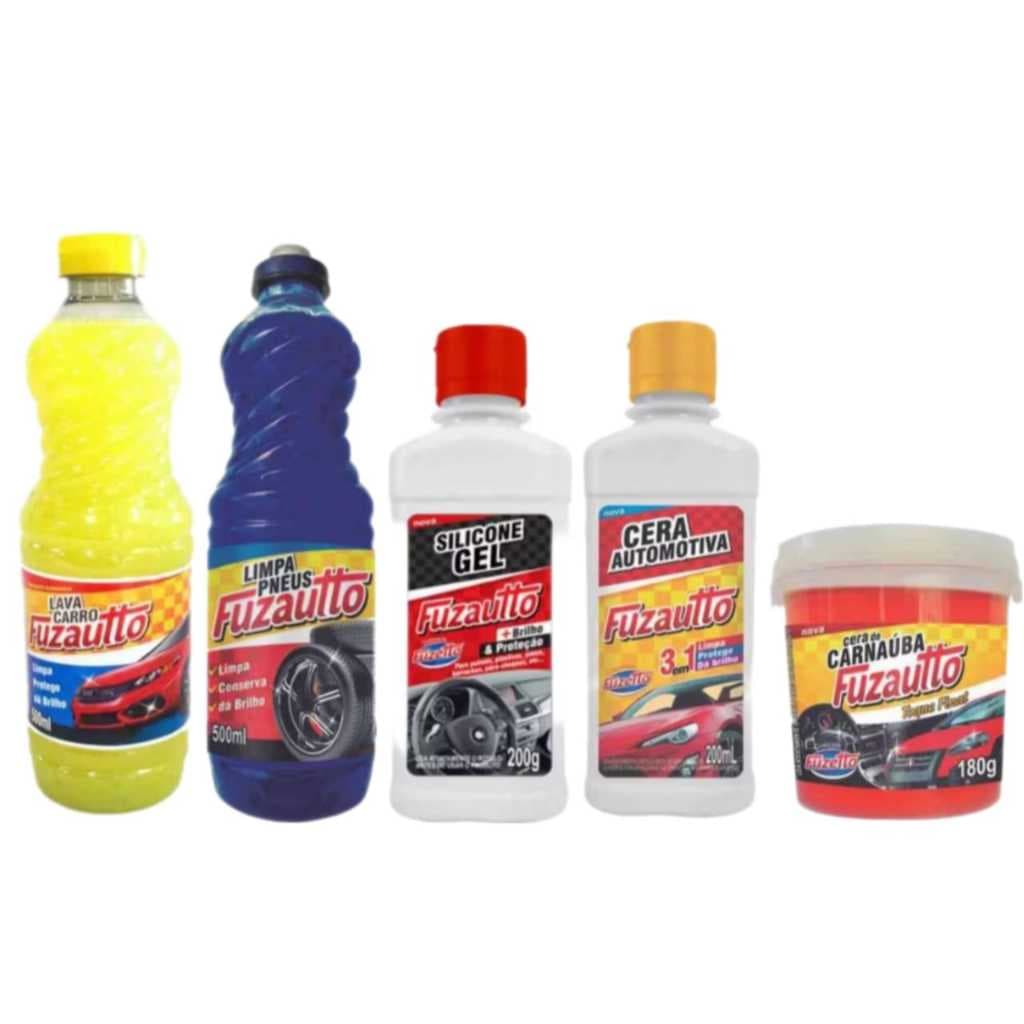 kit Lavagem Carro Limpeza Fuzetto Carro e Moto c/5 itens