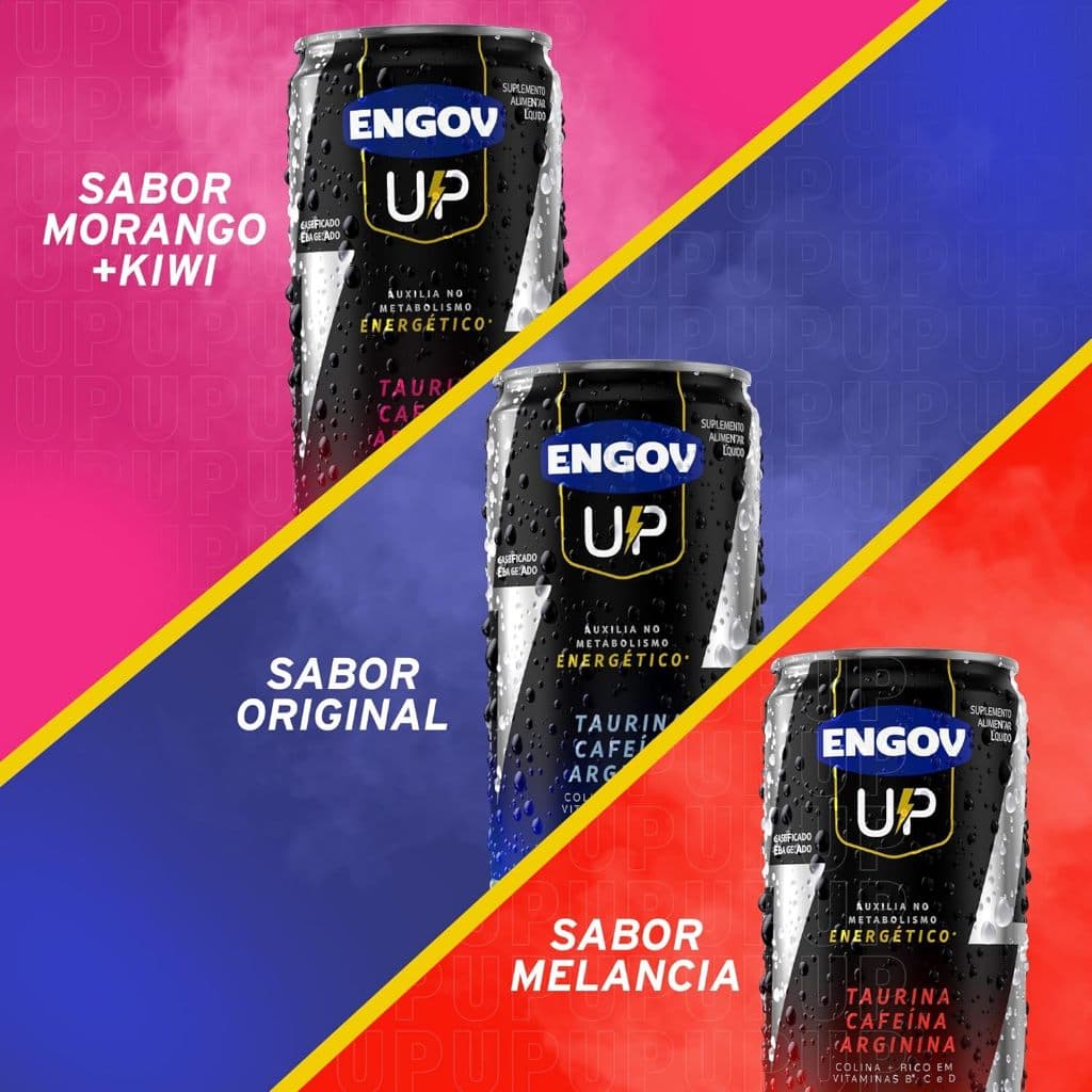 Bebida Energética Engov Up Original, Morango + Kiwi, Melancia - 269ml
