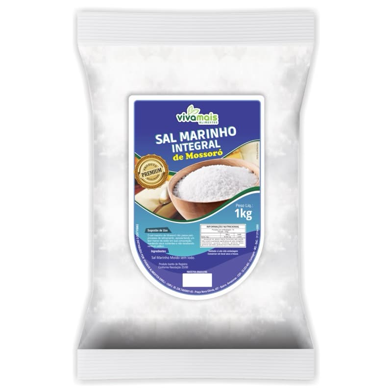 Sal Marinho Integral Mossoró S/ Iodo Moído 1kg
