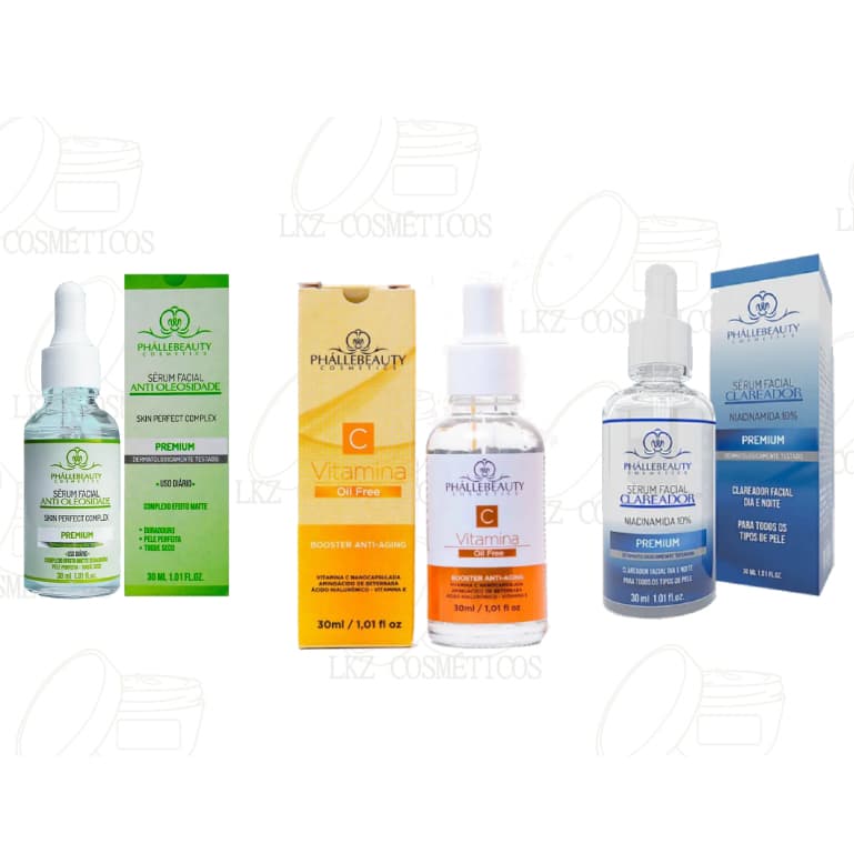 Sérum Facial skincare limpeza do rosto PhalleBeauty - (Vitamina C, Anti Oleosidade e Claredor)