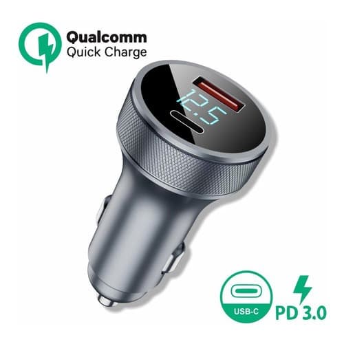 Carregador Veicular Usb-c Pd Usb Turbo 60w Display Led carregamento rápido compativel todos veiculos