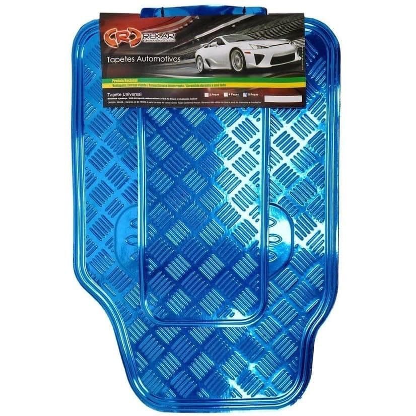 Tapete para carro Jogo de Tapete Automotivo Metalizado Colorido- Modelo Universal azul