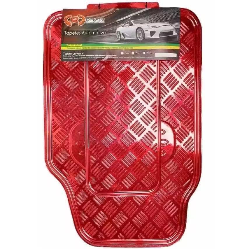 Tapete para carro Jogo de Tapete Automotivo Metalizado Colorido- Modelo Universal vermelho