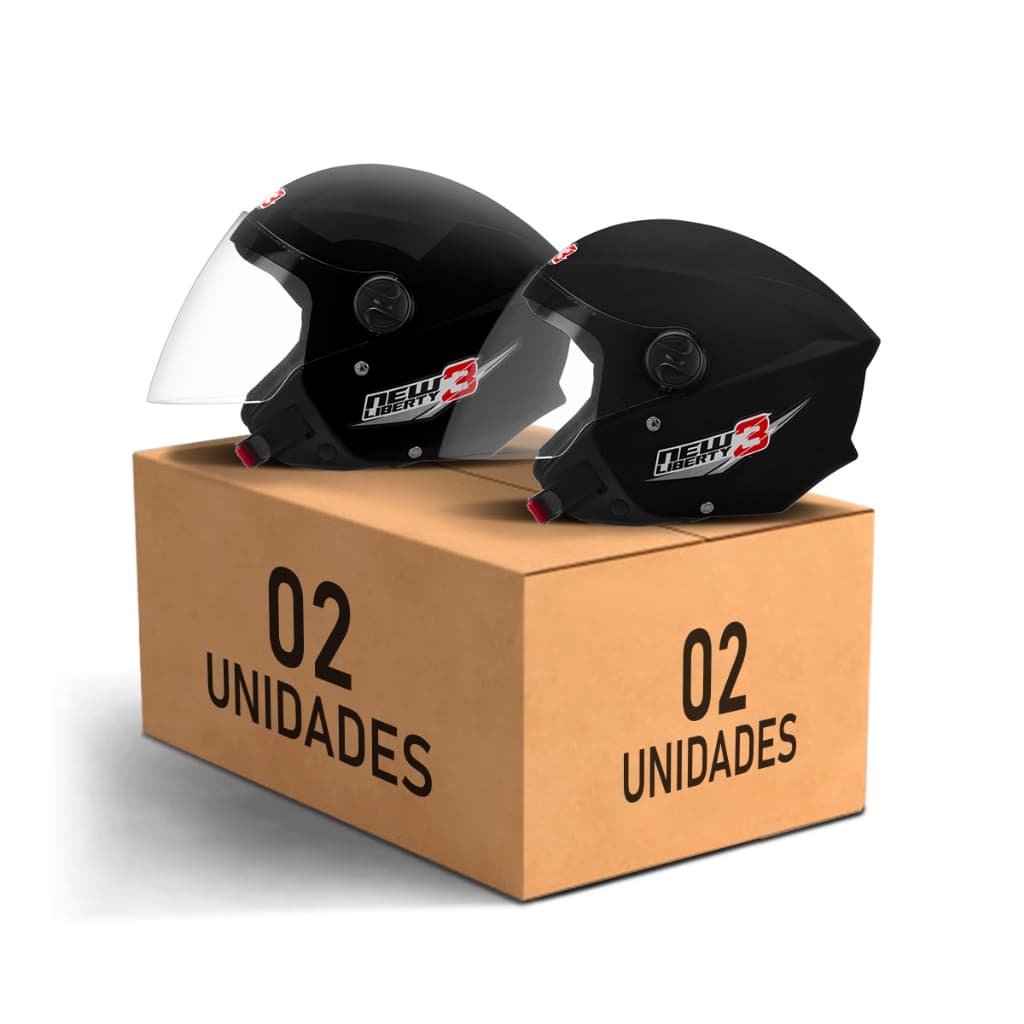 Kit Capacete De Moto Aberto Feminino E Masculino Casal New Liberty 3 Pro Tork Preto