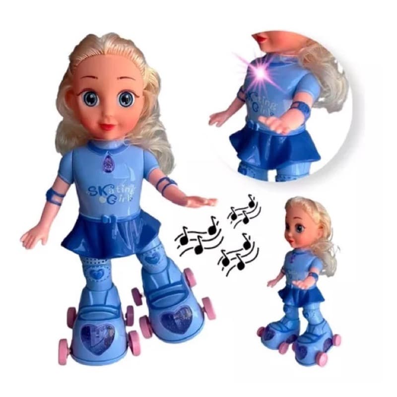 Boneca Patinadora com Luz e Música – Brinquedo Educativo e Divertido para Menina