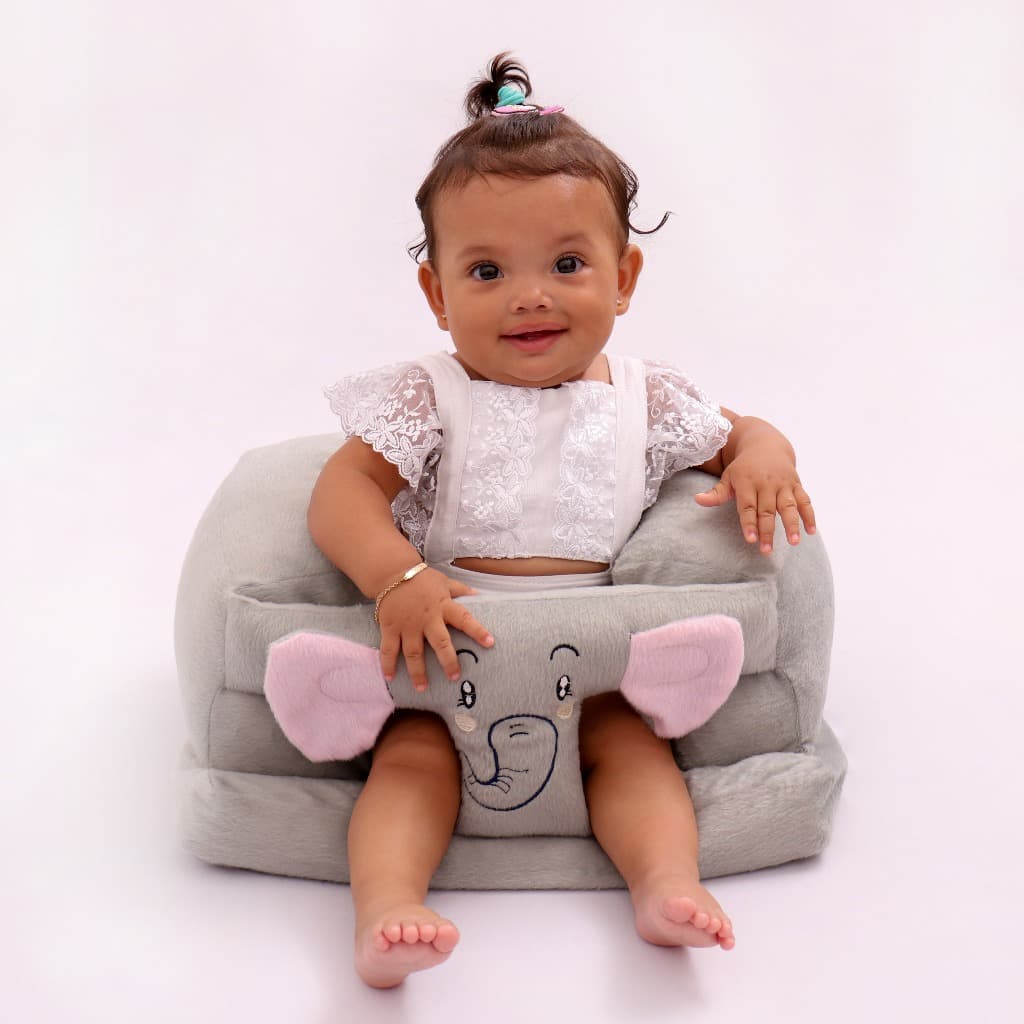 Sofazinho Elefante Infantil Assento de Apoio Para Bebê, de 03 a 8 meses