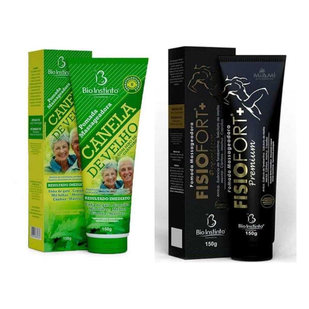 Kit 2 Pomada Fisiofort Canela Velho Dor Muscular Dor nas Pernas Massageador Relaxante Muscular 150g