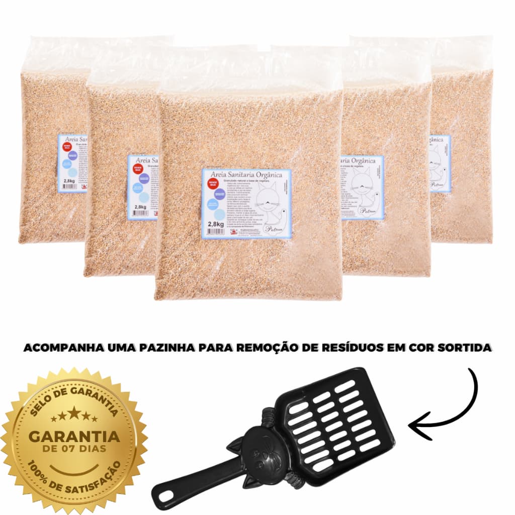Areia Higienica Sanitaria 13,5KG Com Pazinha Biodegradavel de Mandioca Para Gatos