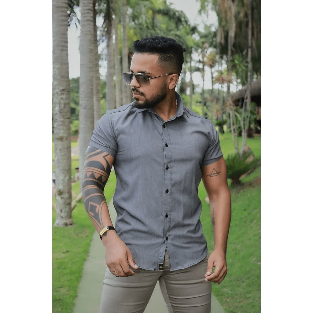 Camisa Slim Fit Social Para Negócios Com Elastano Premium